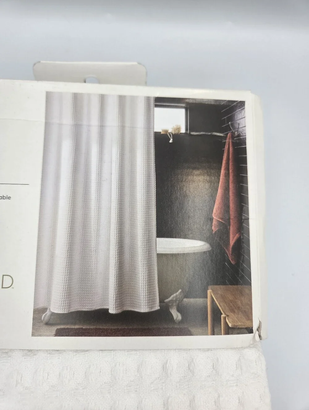 Threshold White Waffle-Texture Shower Curtain 72 In X 72 In Nwt